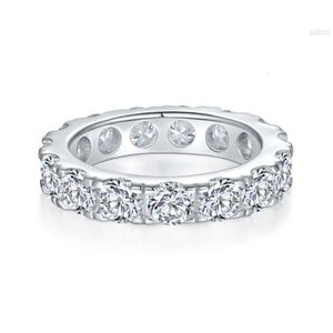 Aangepaste 925 zilveren ring Moissanite losse diamantsteen wit d 4 mm effenen