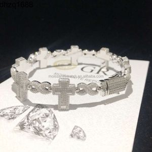 Bracelet personnalisé en argent Sterling 925, Bracelet Hip-hop entièrement incrusté de Moissanite pour femmes, Bracelet cubain Hip-hop galvanisé 18 carats