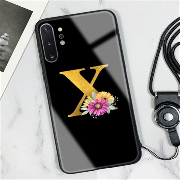 Fundas traseras duras de vidrio templado 9H personalizadas 26 letras para samsung A20 A50 12pro max funda de teléfono a prueba de explosiones