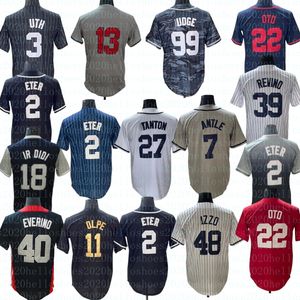 Aangepaste Aaron Judge Baseball Jersey Juan Soto Gerrit Cole Anthony Rizzo Derek Jeter DJ Lemahieu Josh Donaldson Yankees Giancarlo Stanton Gleyber Torres Rivera