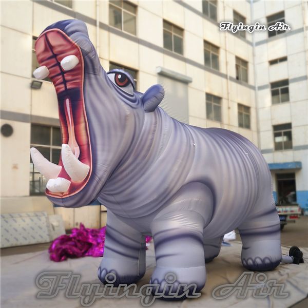 Grand ballon hippopotame gonflable, modèle Animal, hippopotame soufflé à l'air avec grande bouche pour la décoration du Zoo