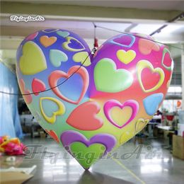 Aangepaste reclame opblaasbare hart ballon 2m / 3m hangende lucht geblazen printballon voor winkelcentrum en feestdecoratie