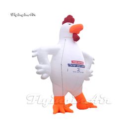 Galo inflável de publicidade personalizado, modelo de mascote animal de desenho animado ao ar livre, balão de frango soprado de ar branco para eventos de fazenda