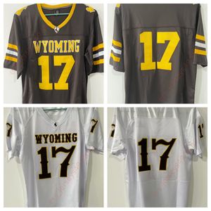 Aangepast elke naam elk getal heren Wyoming #17 Josh Allen Brown White Cow Stitched College Football Boys Jerseys