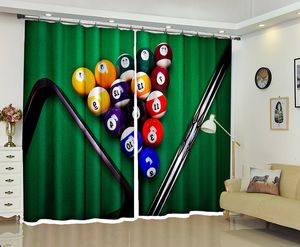 Cortinas opacas personalizadas con estampado 3D de billar, cortinas decorativas para ventanas, sala de estar, dormitorio, oficina, tapiz de pared del hotel