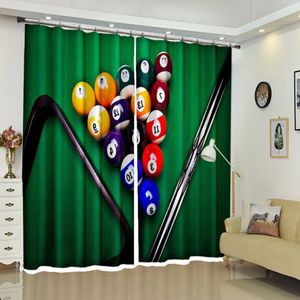 Cortinas opacas personalizadas con estampado 3D de billar, cortinas decorativas para ventanas, sala de estar, dormitorio, oficina, tapiz de pared 278j