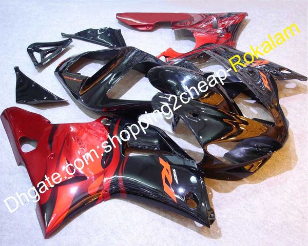 Piezas de trabajo de carrocería personalizadas, carenado YZF1000 R1 00 01 para Yamaha YZF R1 2000 2001, carenados de motocicleta negros con llama roja (moldeo por inyección)