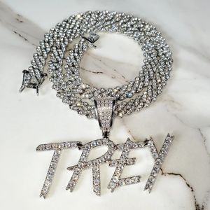 Aangepaste borstel lettertype beginletter hanger Iced Cubic Zirconia diamanten naam ketting hiphop sieraden gepersonaliseerd cadeau 240104