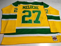 Maillot de hockey personnalisé CALIFORNIA GOLDEN SEALS # 27 GILLES MELOCHE K1 Maillots Vintage Jaune Cousu N'importe quel Nom Numéro S-5XL