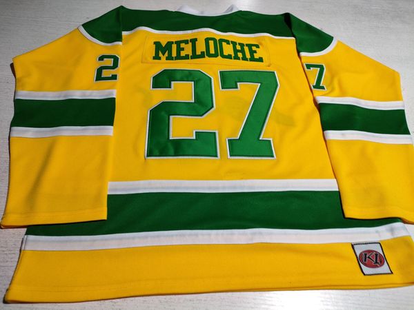 Maillot de hockey personnalisé des Golden Seals de Californie # 27 GILLES MELOCHE K1 maillots vintage jaune Ed tout numéro de nom S-5XL