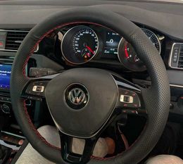 Aangepaste auto-stuurwiel Braid Cover Non-Slip voor Volkswagen VW Golf 7 Mk7 Touran Up New Polo Jetta Passat B8 Tiguan
