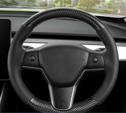 Couverture de volant de voiture personnalisée anti-dérapant daim Original volant tresse accessoires de voiture pour Tesla modèle 3 2017-2020