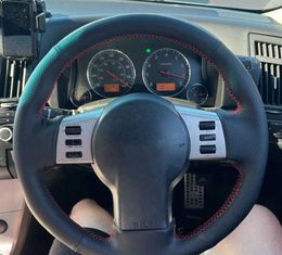 Aangepaste auto-stuurwielafdekking Anti-slip koehide auto-accessoires voor Infiniti FX FX35 FX45 2003-2008 Nissan 350Z 2003-2009