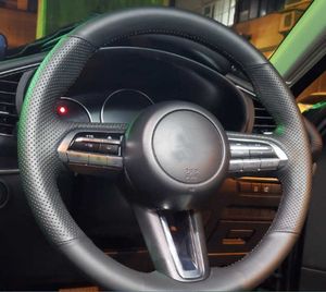 Aangepaste auto-stuurwielafdekking Anti-slip lederen vlechtauto-accessoires voor Mazda 3 Axela 2019 2020 CX-30 2020 MX-30 2020
