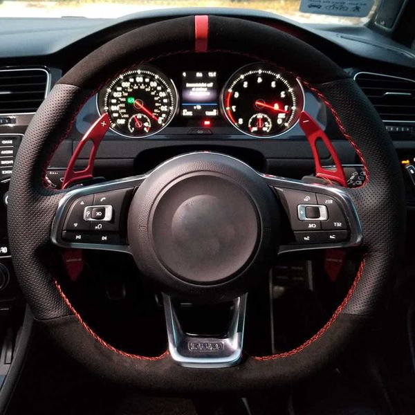 Couverture de volant de voiture personnalisée accessoires de voiture de tresse anti-dérapante pour Volkswagen Golf 7 MK7 GTI R VW Polo Scirocco 2015 2016