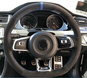 Aangepaste auto -stuurwielhoes echt lederen suede voor Volkswagen Golf 7 GTI Golf R MK7 VW Polo GTI Scirocco 2015 2016