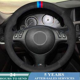 Aangepaste auto -stuurwielafdekking Hand naaien Black Suede voor BMW E46 E39 330I 540I 525I 530I 330CI M3 2001 2002 2002 2003 J220808