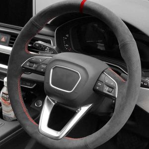 Couverture de volant de voiture personnalisée couture à la main accessoires de voiture en cuir suédé antidérapant pour Audi Q5l Q7 Q3 Q8 A6L A7 A8