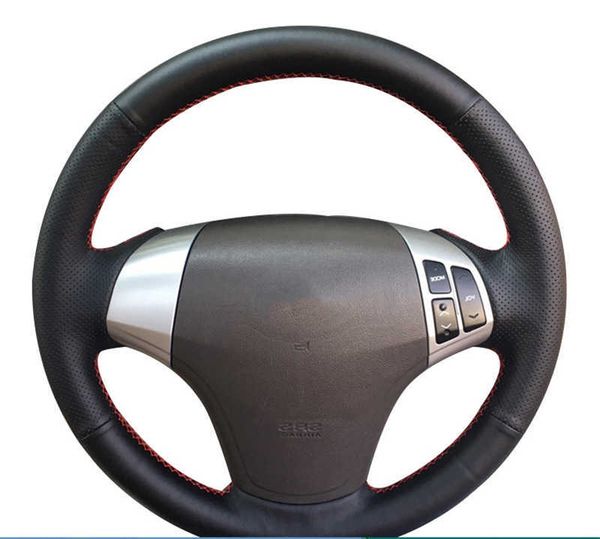 Couvercle de volant de voiture personnalis￩e Couture ￠ la main les accessoires de voiture en cuir microfibre non glissant pour Hyundai Elantra 2008 2000