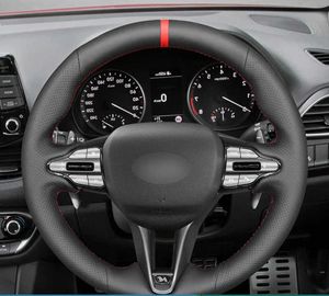 Aangepaste auto -stuurwielafdekking interieur Microveiber lederen vlecht voor Hyundai i30 n 2018 2019 2020 Veloster N 2019 2020 2021