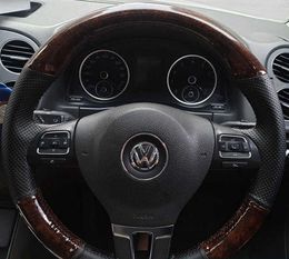 Aangepaste auto-stuurwielbedekking leer voor Volkswagen VW Golf 4 Passat B5 1996-2015 Zitting Leon 1999-2015 Polo 1999-2015