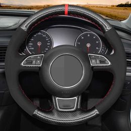 Aangepaste auto-stuurwielafdekking Niet-slip suede vlecht voor Audi A3 A4 A5 A6 A7 Allroad Rs 7 2014 2015 S6 S7 S8 2013-2018