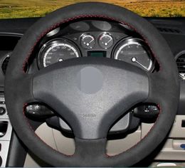 Aangepaste auto-stuurwielafdekking Niet-slip suede vlecht voor Peugeot 308 2007 2008 2009 2010 2012-2013 408 2012-2014