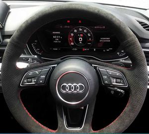 Aangepaste auto-stuurwielafdekking Niet-slip suede voor Audi A1 Sportback A3 A4 Avant A5 Q2 Auto-accessoires