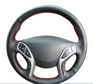 Protector personalizado para volante de coche, accesorios antideslizantes de cuero de vaca para Hyundai Elantra 2011-2016 Avante i30 2012-2016