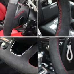 Couverture de volant de voiture personnalisée Accessoires de tresse en daim pour Audi A5 2008-2010 A3 (8p) 2008-2013 A6 (C6) A4 (B8) 2008-2010