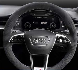 Couvercle de volant de voiture personnalisée en daim pour Audi C8 Avant Allroad 2018-2019 K8 2018-2019 S7 2019 Accessoires de voiture