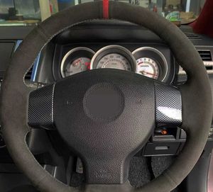 Housse de volant de voiture personnalisée en cuir suédé tresse pour Nissan Tiida 2004-2010 Sylphy 2006-2011 Versa 2007-2011 Versa Note