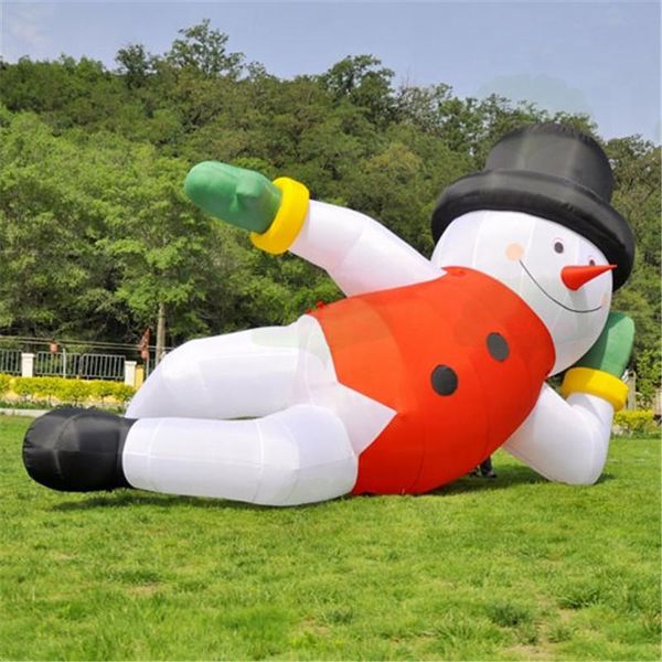 Ballon bonhomme de neige gonflable personnalisé, décoration de noël, personnage d'hiver à air couché avec chapeau rouge pour les états-unis