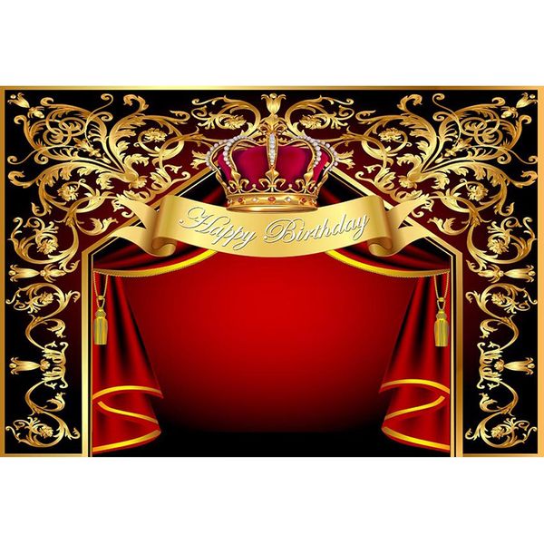 Personnalisé cirque fête d'anniversaire toile de fond imprimé or fleur motifs rideaux rouges couronne royale princesse bébé douche fond