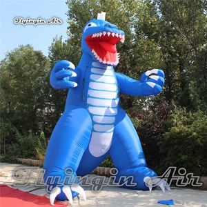 Aangepaste schattige opblaasbare Dragon 3M/5m Aantrekkelijke cartoon T.Rex Model Blue Air Blow Up Dinosaur Ballon voor Outdoor Event Decoratie