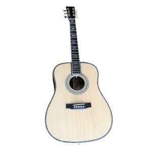 Guitare acoustique D45 personnalisée, bois d'épicéa, incrustation d'ormeau coloré, expédition rapide