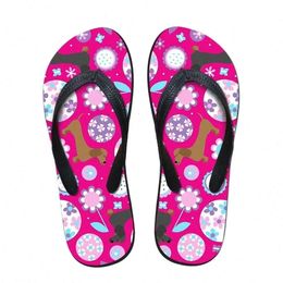Aangepaste Dachshund Slippers Garden Party Merkontwerper Casual Dames Home Slippers Flat Slipper Summer Fashion Flip Flops For Ladies Sandals I4Cl# 769D