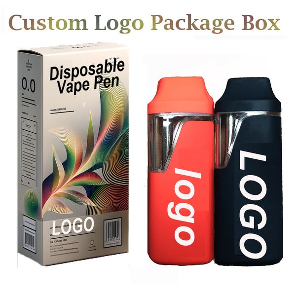 Stylo vape jetable personnalisé 1 ml 2 ml Pod E-cigarettes Logo personnalisé Boîte d'emballage Sacs en Mylar Huile épaisse Vide Coloré Vaporisateur de batterie rechargeable 280 mAh
