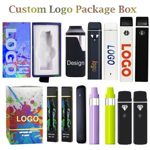 Cajas de embalaje de pluma vape desechables personalizadas 1 ml 2 ml 5 ml Pod E-cigarrillos Carros de aceite grueso Batería recargable de 280 mAh Logotipo personalizado Vaporizador vacío Bolsas Mylar