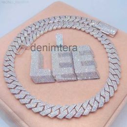 Personnalisé DIY Nom Lettre Pendentif Cubain Lien Chaîne Collier 925 Sterling Argent Moissanite Baguette Diamant Pendentif pour Hommes 3ZKM
