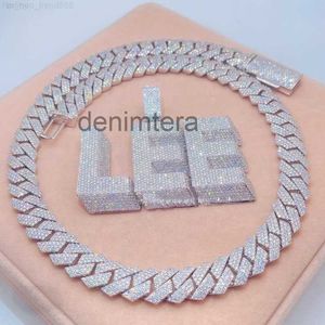 Aangepaste Diy Naam Brief Hanger Cubaanse Ketting 925 Sterling Zilver Moissanite Baguette Diamond Hangend voor Mannen 3ZKM