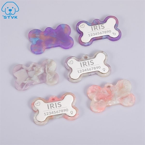 Personnalisé Chien Chat ID Tag Coloré Pet Collier Accessoires Animaux Nom Tags Personnalisé En Acier Inoxydable Pet Colliers Tag En Gros 220610