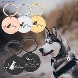 Collar de perro personalizado, etiqueta de nombre, suministros para perros y mascotas, collar de gato, placa de identificación, accesorios para cachorros y gatitos con número de dirección grabado L230620