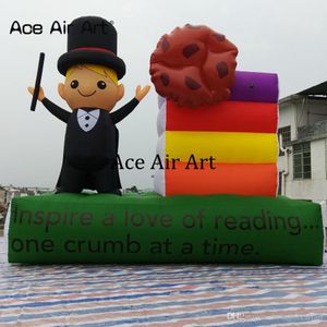 Enseignant gonflable modèle durable personnalisé avec livres avec base et enseignant autoportant et biscuit fabriqué par Ace Air Art