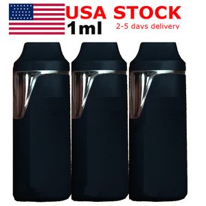 EE. UU. STOCK 1 ml Desechable Vape Pen E-cigarrillo Mini Pod Box Bolígrafos Carros Aceite grueso Vacío Snap on Tips USB Recargable 280 mAh Batería Cerámica Bobina Vaporizador Bolígrafos negros