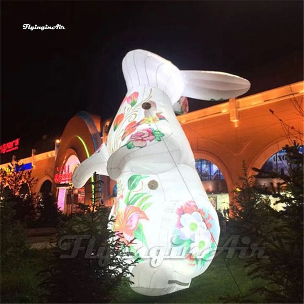 Lapin gonflable personnalisé du dimanche de pâques, 3m, modèle Animal publicitaire, ballon de lapin soufflé à l'air blanc pour spectacle de défilé en plein air