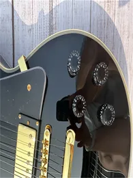 Guitarra eléctrica personalizada, caston negro, madera importada, accesorios dorados