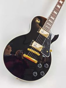 Guitare électrique personnalisée, Black Caston, bois importé, accessoires en or, forfait Lightning