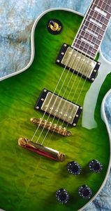 Guitare électrique personnalisée, fleur verte, accessoires dorés, en stock, livraison gratuite Lightning