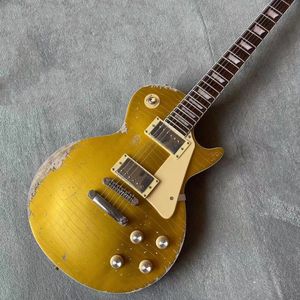 Aangepaste elektrische gitaar Le s Paul Distress Goeden licht Mahonie Body Quick Pakket LP Ondersteuning Maatwerk Freeshipping